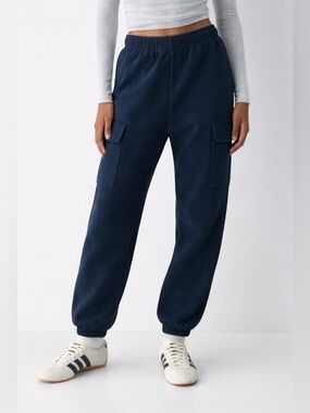 Tuff Athletics Cargo Joggers Size S NWOT Navy Fleece Utility Sweatpants